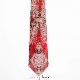 Lacquer T8 silk tie with red white stripe